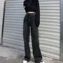 High Rise Washed Straight-Fit Wide-Leg Jeans
