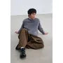 Long-Sleeve Crew Neck Plain Cable Knit Sweater