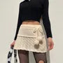 Mid Waist Cable-Knit Mini Skirt