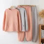 Pajama Set: Crew Neck Houndstooth Sweatshirt + Elastic Waist Straight Leg Pants