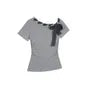 Short Sleeve Asymmetric Neckline Tie Front Slim-Fit T-Shirt