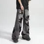 Low Rise Washed Distressed Wide Leg Jeans