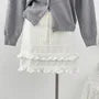 High Waist Plain Crochet Knit Ruffled Hem Mini Pencil Skirt