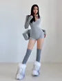 Long-Sleeve Scoop Neck Plain Slim Fit Jumpsuit