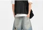 Mid Rise Washed Distressed Wide Leg Jorts