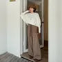 [XL-4XL] Drawstring Waist Contrast Trim Wide Leg Pants