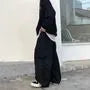 Drawstring Waist Panel Wide Leg Cargo Pants