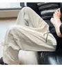Drawstring Waist Plain Panel Straight Leg Track Pants