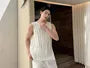 Crewneck Beaded Plain Tank Top