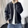 Crew Neck Button-Up Plain Cardigan