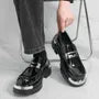 Metal Buckled Platform Patent Loafers