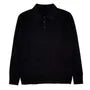 Long-Sleeve Plain Ribbed Knit Polo Shirt