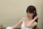 Pajama Set: Spaghetti Strap V-Neck Plain Ruffle Panel Nightdress + V-Neck Panel Lace Midi Tie Front Robe
