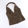 Halter Lace Up Faux Leather Bustier Top