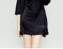 Spaghetti Strap Plain Ruffle Satin Nightdress / 3/4 Sleeve Robe