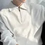 Long-Sleeve Half Zip Plain Polo Shirt