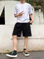Drawstring Waist Plain Wide Leg Cargo Shorts
