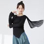 Long-Sleeve Crew Neck Plain Dance Crop Top