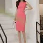 Sleeveless Boat-Neck Plain Sheath Dress