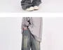 Mid Waist Washed Baggy Cargo Jeans