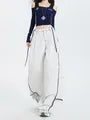 Low Rise Contrast Trim Wide Leg Barrel Jeans (Various Designs)