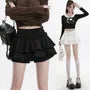 High Waist Plain Ruffled Mini A-Line Layered Skirt