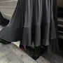 High Waist Asymmetrical Plain Accordion Pleat Midi A-Line Skirt