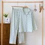 Couple Matching Pajama Set: Long-Sleeve Checkerboard Top + Pants (Various Designs)
