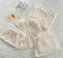 Pajama Set: Long-Sleeve Plain Button Top + Padded Camisole + Pants + Shorts