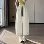 Drawstring Waist Plain Crop Barrel Leg Pants