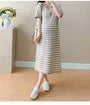 Maternity Short-Sleeve Collar Striped Midi T-Shirt Dress