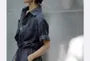 Short-Sleeve Linen Plain Maxi Shirt Dress