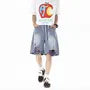 Drawstring Waist Washed Distressed Jorts