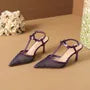 Stiletto Pointed Toe Rhinestone Mesh Slingback Sandals
