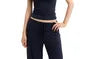 V-Neck Lace Trim Slim Fit Crop Camisole Top / Drawstring Waist Plain Wide Leg Pants