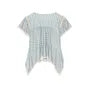 Short-Sleeve Plaid Lace Trim Asymmetrical Blouse