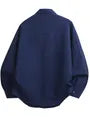 Long-Sleeve Button-Up Plain Textured Shirt