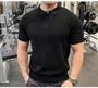 Short-Sleeve Plain Half Zip Polo Shirt