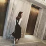 V-Neck Plain Slit Midi Sheath Overall Dress