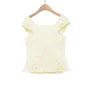 Cap Sleeve V-Neck Plain Ruffled-Trim Slim-Fit Blouse