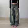 Low Waist Washed Loose-Fit Wide-Leg Jeans