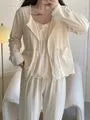 Lace Trim Pajama Camisole Top / Light Jacket / Pants / Shorts / Set