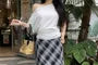 High Waist Plaid Midi Pencil Skirt