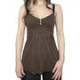 V-Neck Button Detail Plain Open-Back A-Line Camisole Top