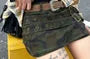 Mid Waist Asymmetrical Grommet Belted Denim Mini A-Line Skort