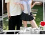 Couple Matching Mock Two-Piece Short-Sleeve Striped Collar Top