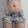 Low Waist Washed Denim Hot Pants